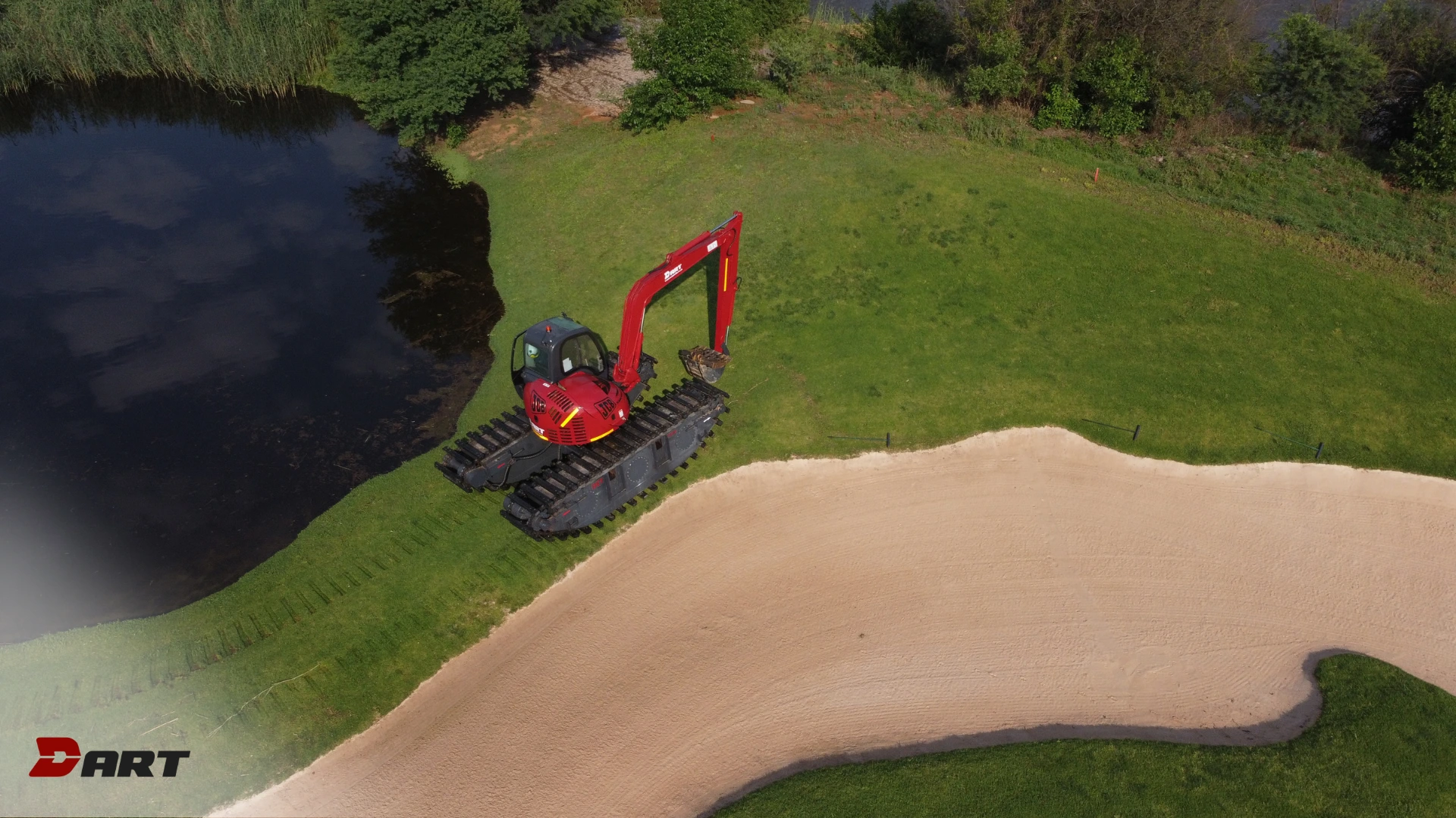 Amphibious Excavator on golf course